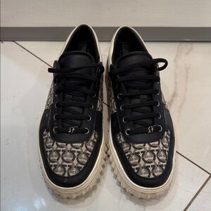 Salvatore Ferragamo Black and Cream Sneakers